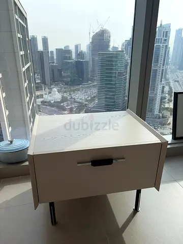 Beige bedside table / nightstand with drawer - excellent condition, freshly assembled, never used
