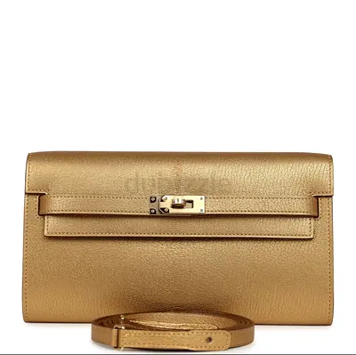 kelly to go Hermès Olympic Gold (Doré) Gold leather clutch bag with detachable strap limited edition