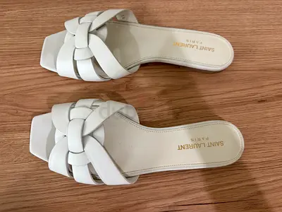 Saint Laurent white leather sandals, size 38