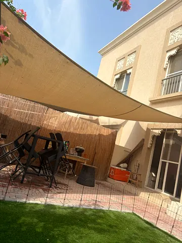 Set of 3 Sand Shade Sails with Poles for Garden or Patio, Large Sizes