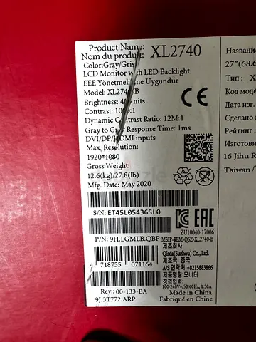 Benq XL2740 monitor