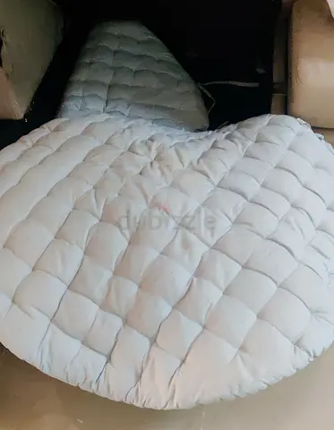 Round quilted floor cushion - light blue, cotton made. Have 2 of them