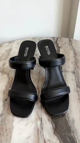 Original Michael Kors black leather double-strap heeled sandals, size 39