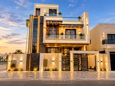 Villa in Al Yasmin, Ajman | High-end finishing ~ Located in the heart of services | 5 master bedrooms ~ Two floors and a roof ~ Price includes electri