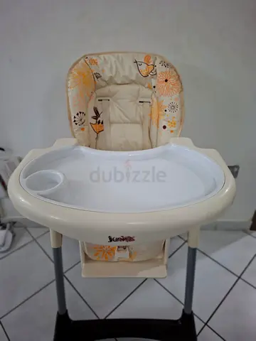 Used Beige Baby High Chair with Removable Tray