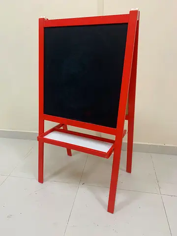 Red Wooden Double-Sided Kids Easel with Chalkboard and Tray