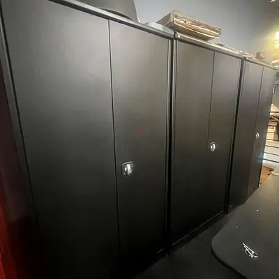 Set of 3 Black 1 white Metal Office Storage Cabinets - Lockable