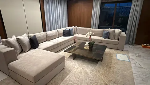 Large L-shaped Sectional Sofa - Detailed Dimension Plan, Tailored Made, Original Price 21k AED