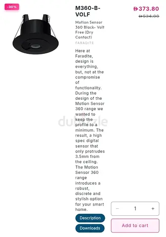 M360-B VOLF 360° Ceiling Motion Sensor (Black) - New