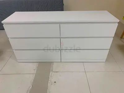 White 6-Drawer Low Dresser / Chest in Good Condition