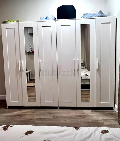 IKEA white 6-door wardrobe with mirrors - good condition