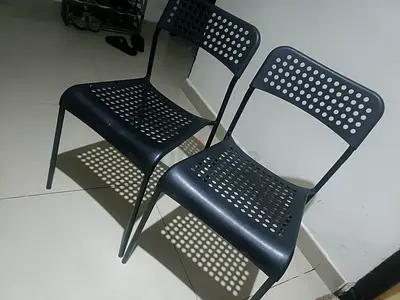 Set of 2 Black Plastic Dining/Side Chairs - Lightweight and Stackable