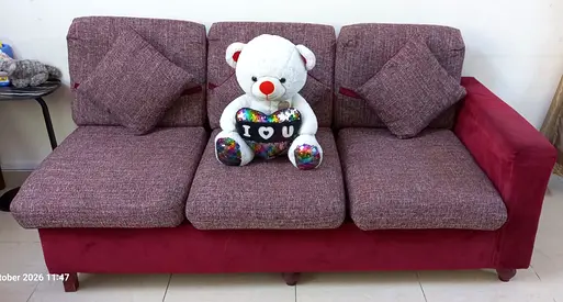 6-seater fabric sofa with cushions - good used condition