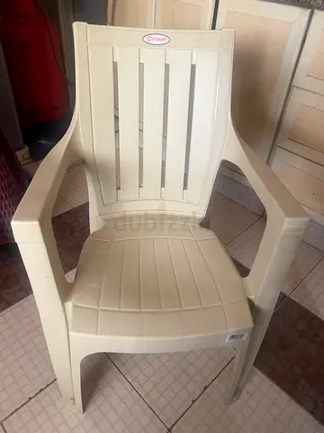 Beige Plastic Armchair - Single Outdoor/Indoor Chair