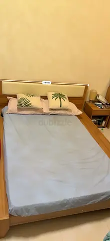 Wooden double bed with headboard and bedside tables - good condition, dressing table, washing machin