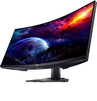 Dell S3422DWG Curved LCD Monitor, 34" WQHD VA Display, 144Hz Refresh Rate, 1800R Curved Screen, AMD