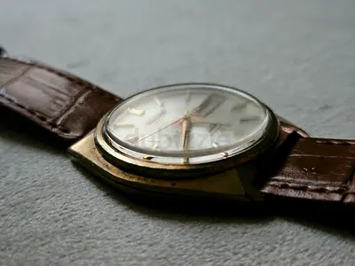 Seiko lord matic Vintage men's mechanical wristwatch with brown leather strap