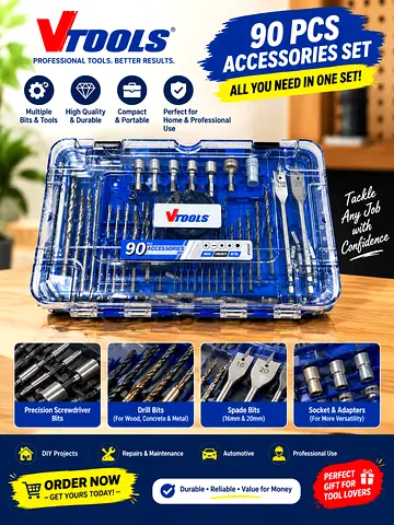 VTOOLS 90-piece Professional Drill & Screwdriver Bit Set - New