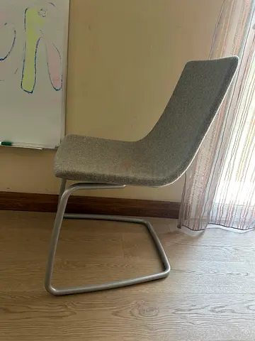 Modern grey upholstered cantilever dining chair - good condition