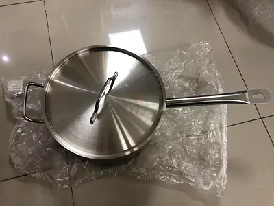 Stainless Steel Deep Frying Pan with Lid - Good Condition