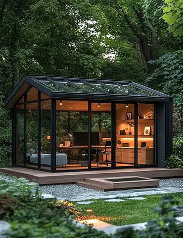 Modern Glass Garden Office / Studio Modern outdoor pergola