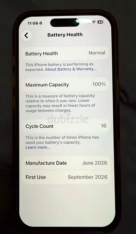 iPhone (like new) — 100% Battery, 16 Cycles, Bought 2026