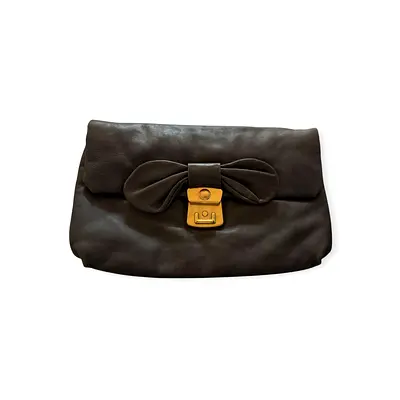 Marc by Marc Jacobs Grey Leather Flap Bow Clutch