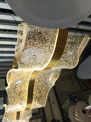 Modern wavy LED ceiling light with bubbled glass panels