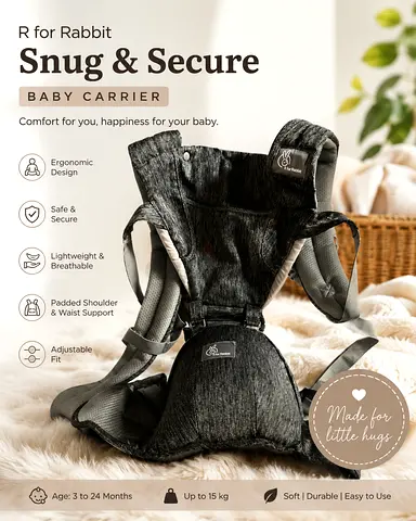 Snug & Secure Baby Carrier (holds up to 15 kg) - Comfortable Ergonomic Carrier