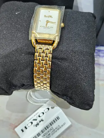 Coach Women's Gold-Tone Rectangular Bracelet Watch - New with Tags