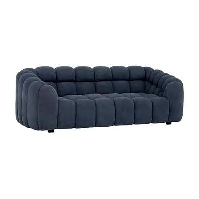Modern tufted 3-seater sofa in dark grey — good quality