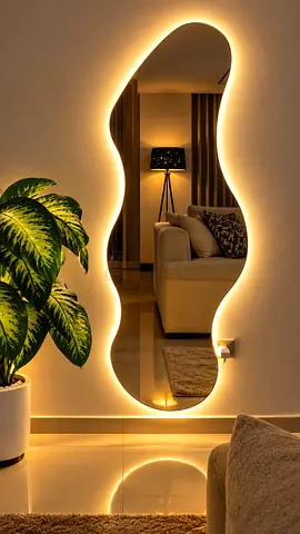 Curvy Full-Length LED Backlit Wall Mirror — Modern Accent Mirror