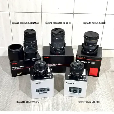 Original Boxed, Flawless Canon & Sigma Lenses Bundle / 5 Lenses