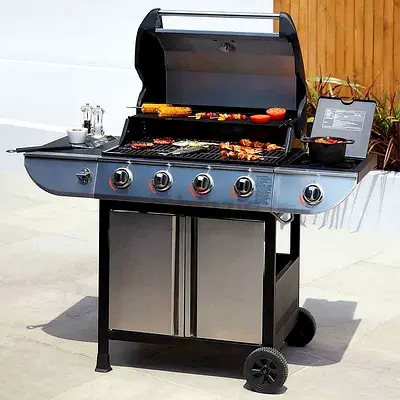 Uniflame Classic 4 Burner and Side Gas Barbecue side Burner, Stainless Steel