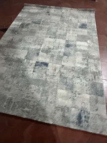 Light grey abstract patchwork area rug - good condition
