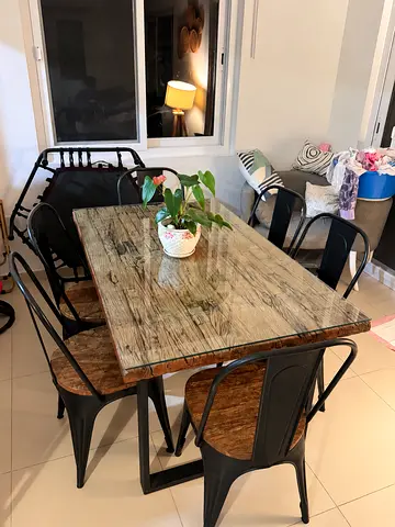 Marina Home Railway Wood Dining Table Set