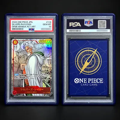 PSA 10 One Piece Card — 2024 Silvers Rayleigh OP08-Manga Alt Art
