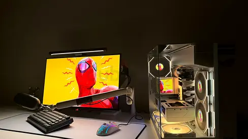 Custom White Gaming PC with Monitor
