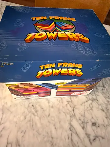 Ten Frame Towers board game - roughly used