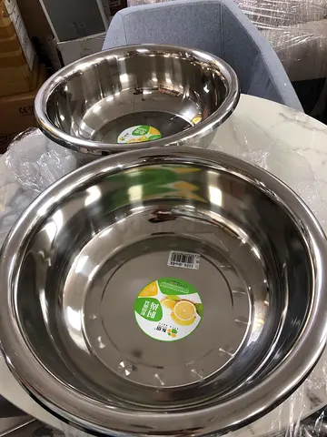 Set of 2 Stainless Steel Mixing Bowls - New [40 x 16 CM]
