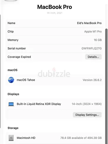 Apple MacBook Pro 14-inch (2021) - M1 Pro, 16GB, 512GB