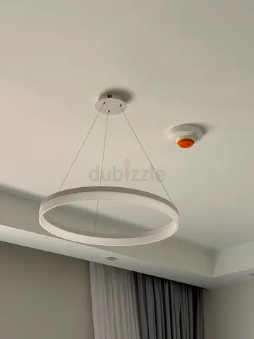 Modern circular LED pendant ceiling light - white ring fixture