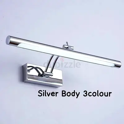 Silver LED Picture/Vanity Wall Light - 3 Colour.blk body white body gold and silver available