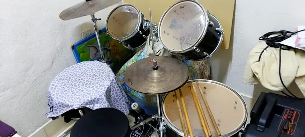 Used 5-piece Drum Kit with Cymbals and Stool — Good Working Condition