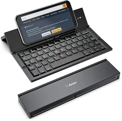 Geyes Folding Bluetooth Keyboard, Foldable Wireless Keyboard with Portable Pocket Size, Aluminum All