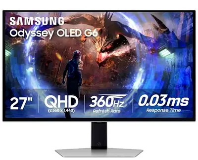 Samsung odyssey G6 OLED 27 Inch 360hz QHD Gaming Monitor