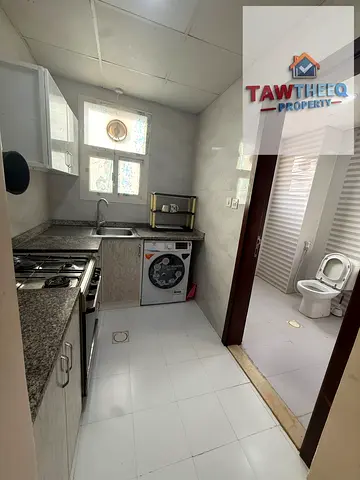 A furnished studio apartment is available for monthly rent in Al Rumaila, Ajman Corniche,