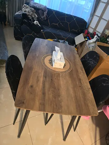 Wooden Dining Table with Metal Legs - Seats 4