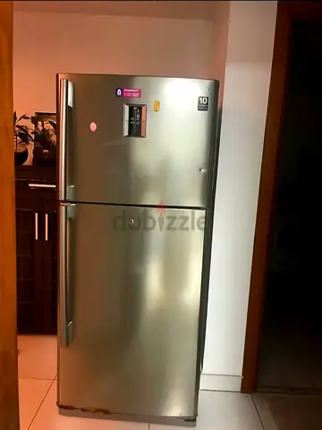 Stainless Steel Double Door Refrigerator - Good Working Condition