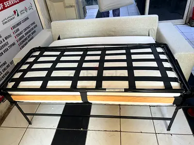 Folding Guest Bed Frame with Mattress -Metal Slatted Base vimle